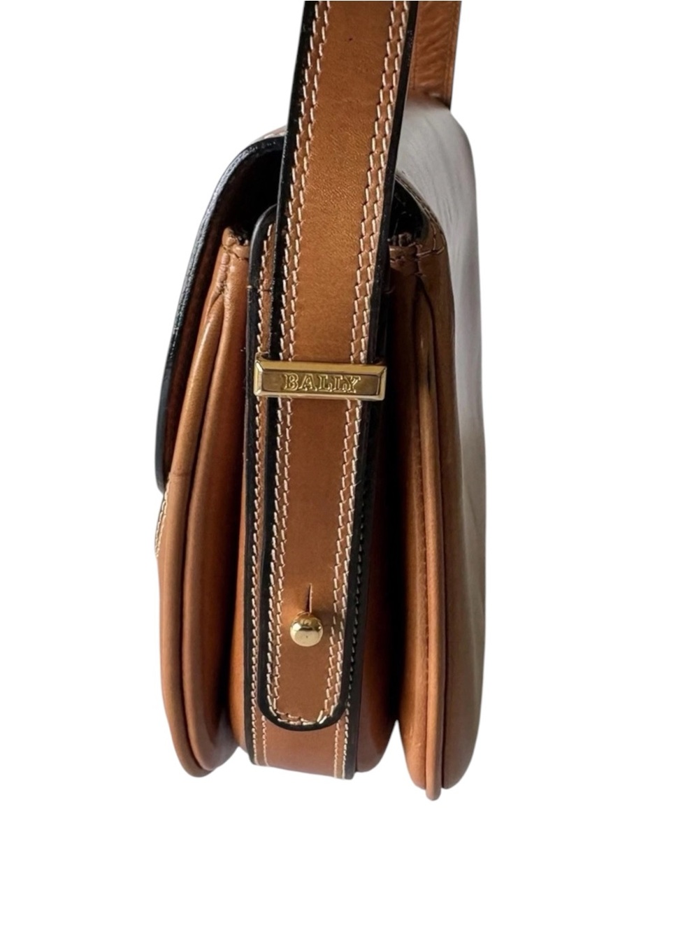 Vintage Bally Switzerland Brown Leather Horsebit Saddle Crossbody Bag - Picture 5 of 16